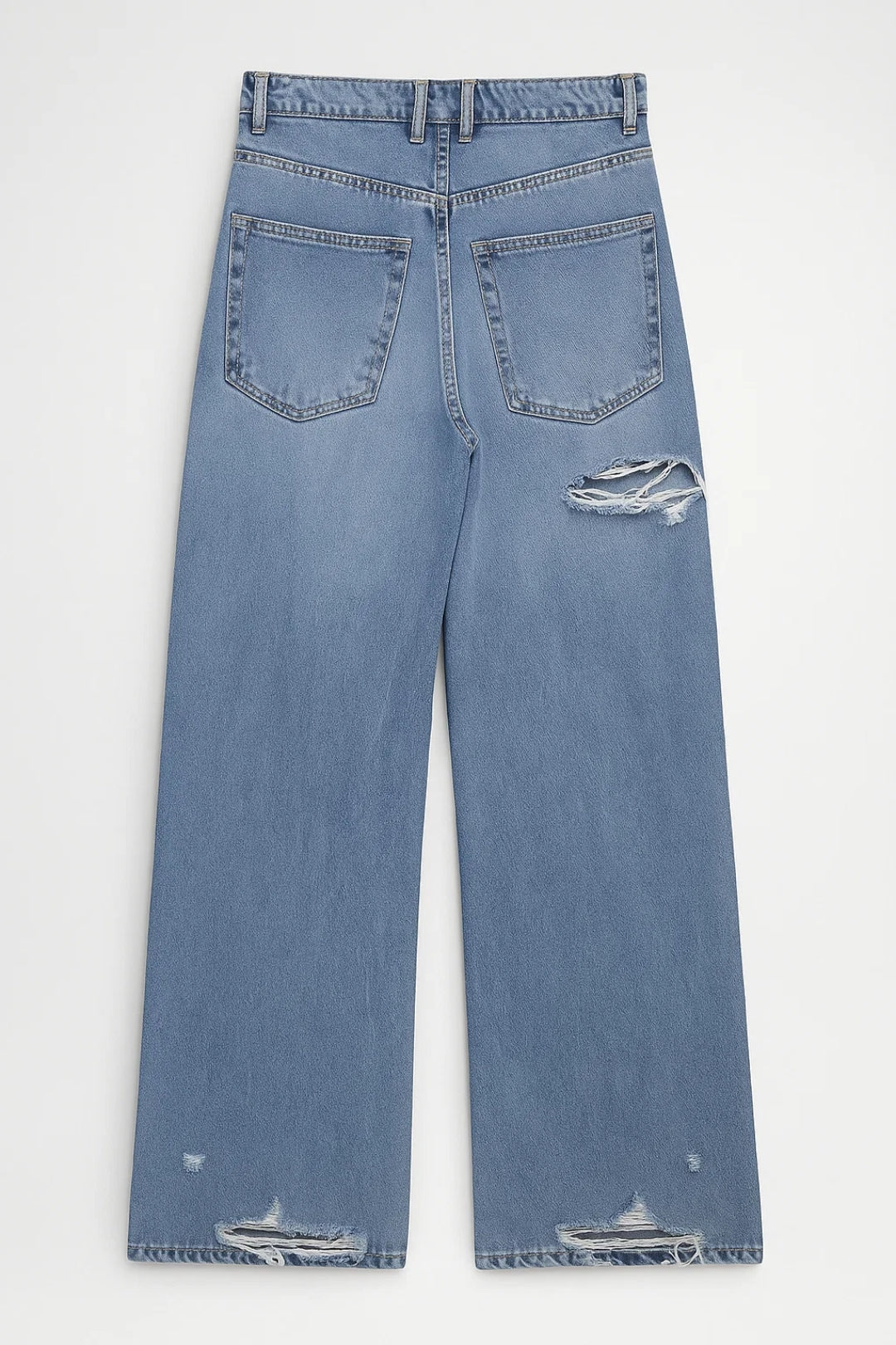 Dames Jeans Wijd Met Scheuren Casual Streetwear