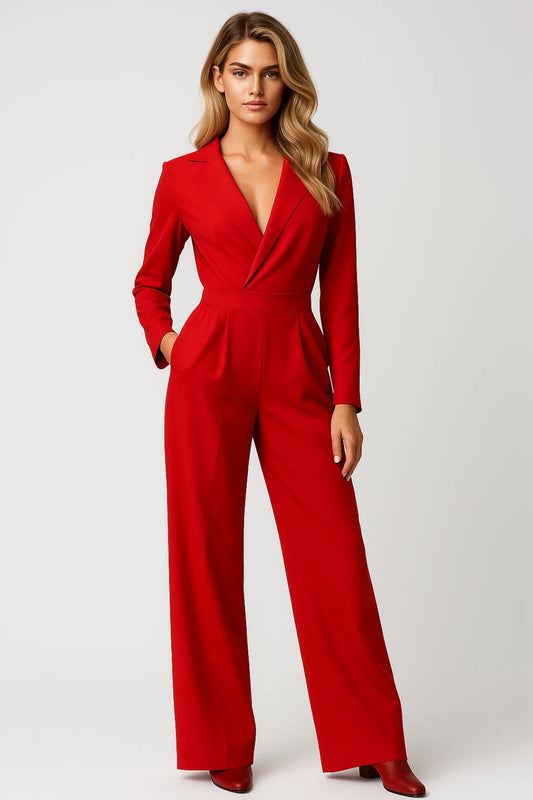 Dames Jumpsuit Winter Elegante V-hals Zwart - StudioMarella
