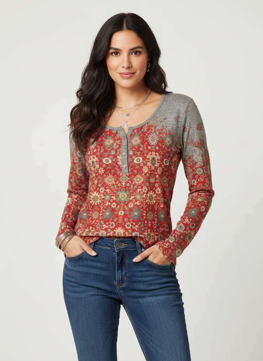 Dames Top met Warme Winterprint - StudioMarella