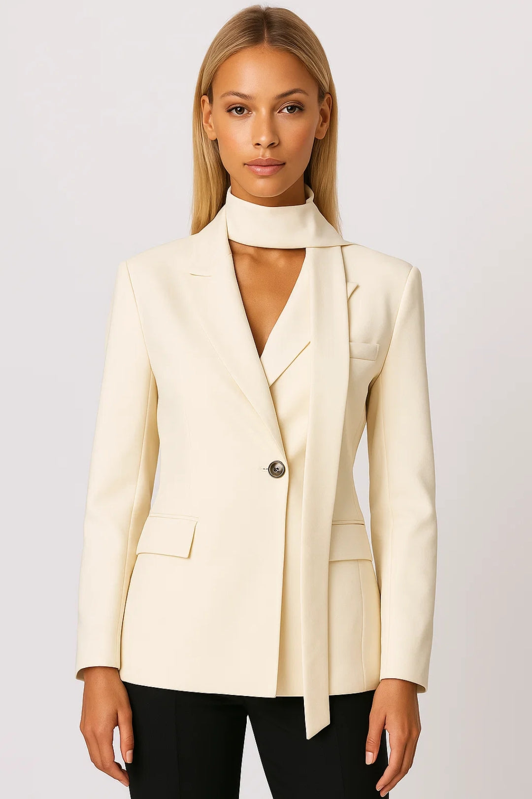 Dames Broekpak Getailleerd met Sjaal Detail Elegante Snit