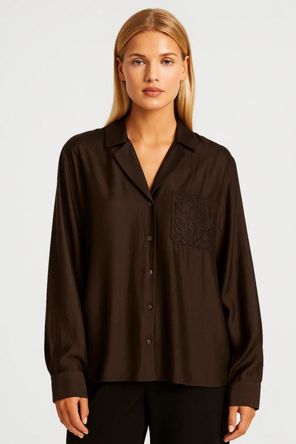 Dames Blouse Oversized met Borduurwerk en Zak - StudioMarella