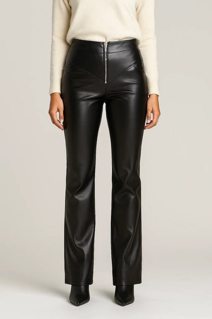 Dames Pantalon Hoge Taille Flared Rits Broek