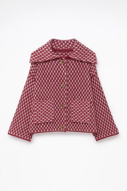 Damesjas Kort Boxy Model met Wijde Mouwen en Retroprint