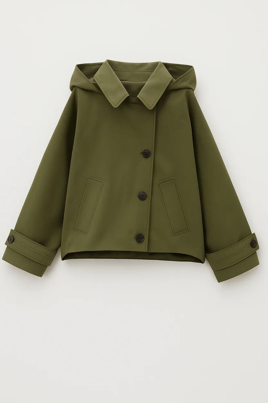 Dames Regenjas Groen Korte Jas met Capuchon