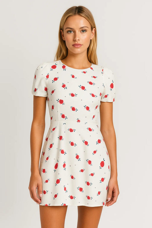 Vrouwelijke Zomerjurk Bloemenprint Korte Mouwen Casual Damesjurk - StudioMarella