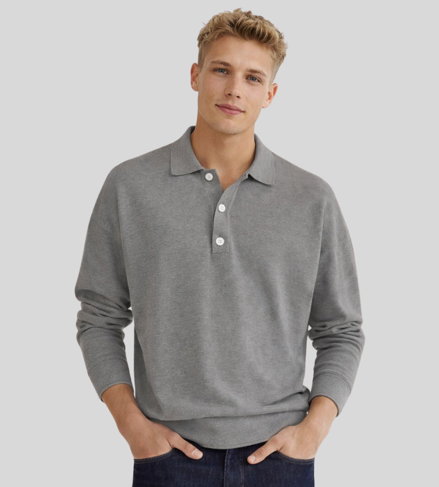 Heren Poloshirt Lange Mouw Klassiek Design - StudioMarella