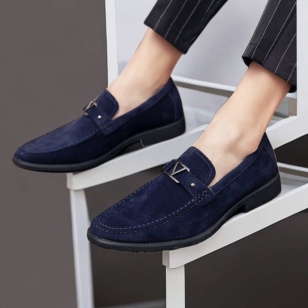 Blauwe Suède Loafers Heren Schoenen Luxe Design