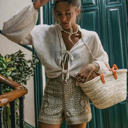 Valenti Dames Shorts Comfortabel Linnen Zomer Shorts Boho Stijl