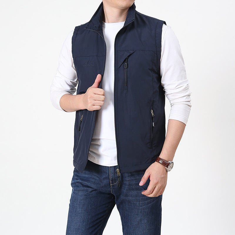 Leren Jas Met Stand-up Kraag Vest