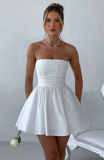 Mini Jurk Bustier Feestelijk Rood