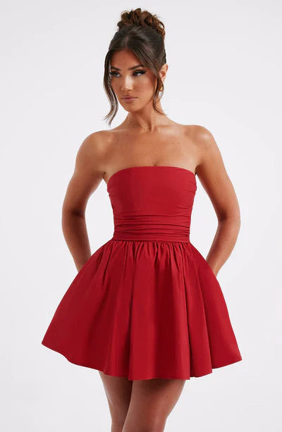 Mini Jurk Bustier Feestelijk Rood