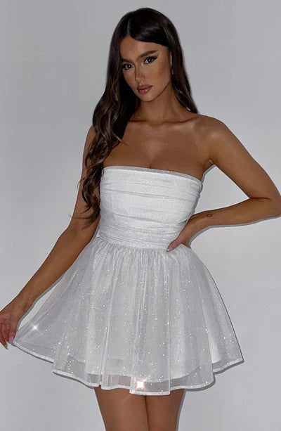 Mini Jurk Bustier Feestelijk Rood