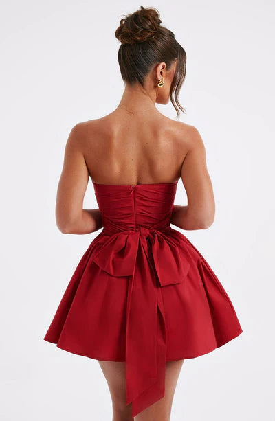 Mini Jurk Bustier Feestelijk Rood
