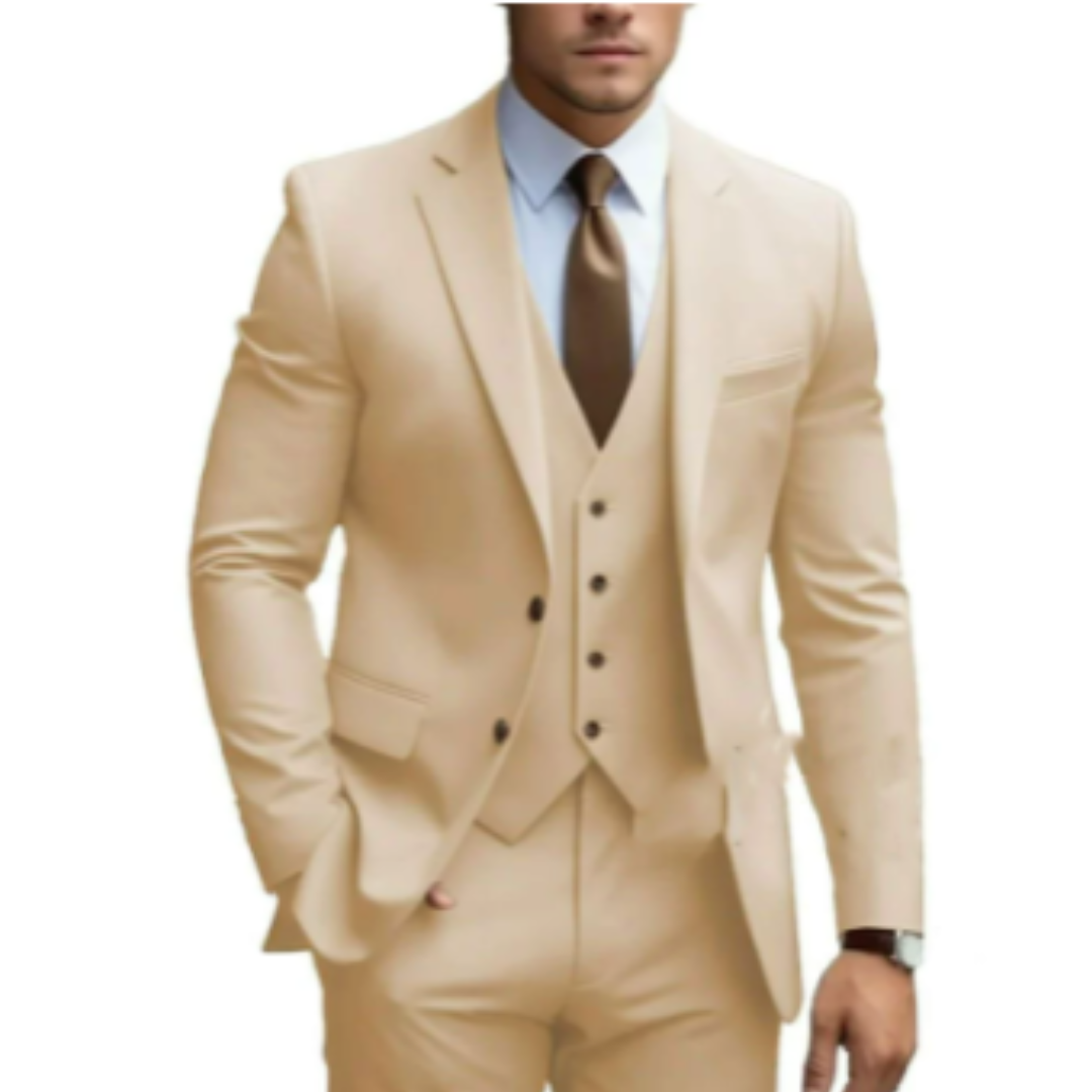 Heren Pak Slim Fit Driedelig Wolmix Ensemble