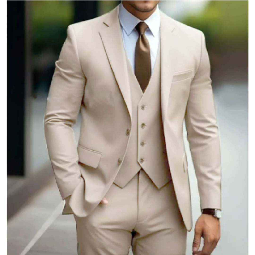 Heren Pak Slim Fit Driedelig Wolmix Ensemble