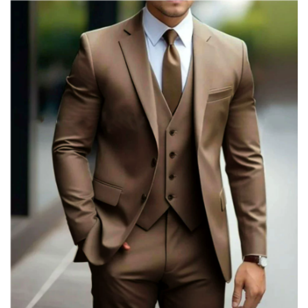 Heren Pak Slim Fit Driedelig Wolmix Ensemble