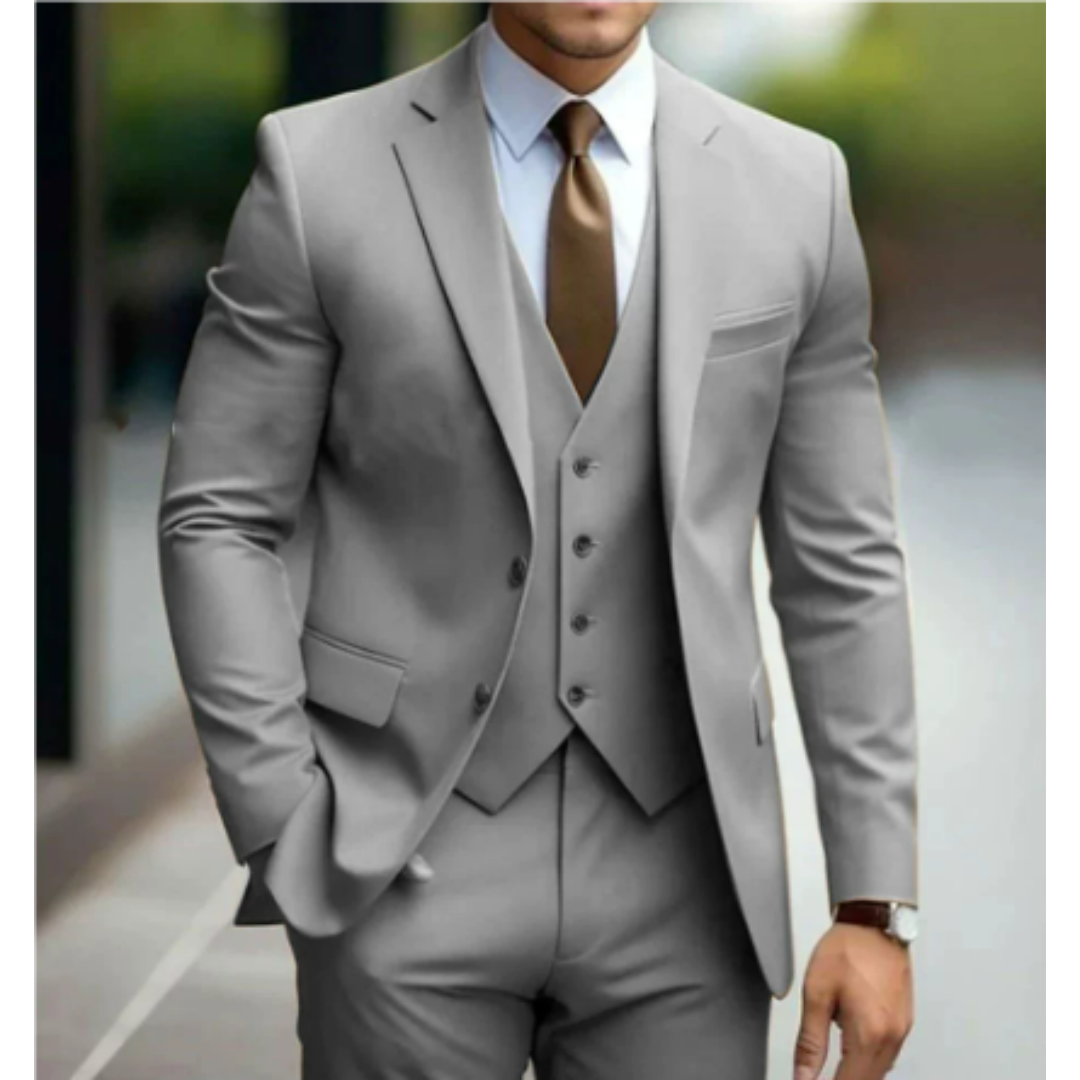 Heren Pak Slim Fit Driedelig Wolmix Ensemble