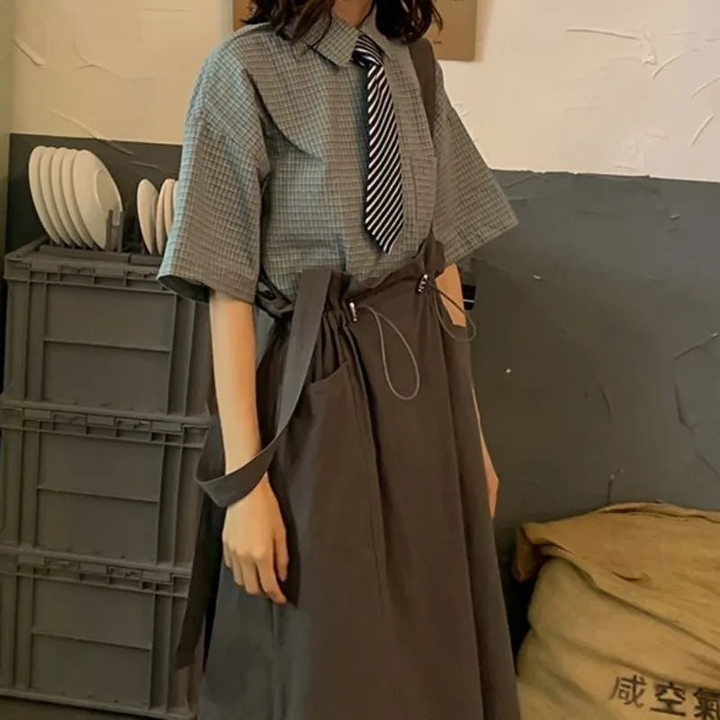 Vrouwelijke Oversized Geruite Blouse Zomerse Stijl