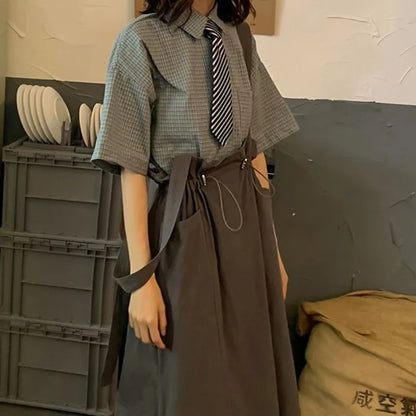 Vrouwelijke Oversized Geruite Blouse Zomerse Stijl