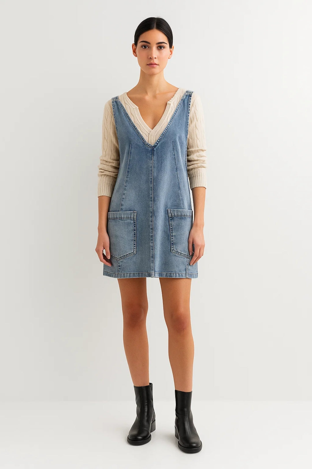 Mouwloze Jurk Dames met V-hals en Zakken Zomerjurk Casual - StudioMarella