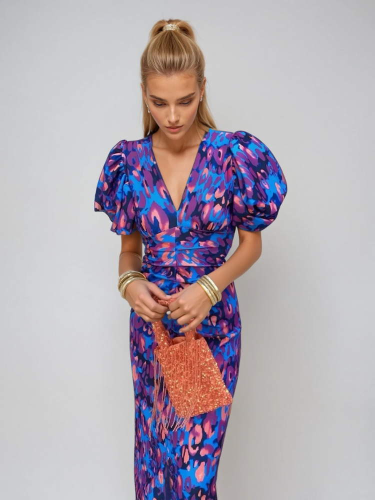 Diana | Elegante Damesjurk met Pofmouwen voor Zomer 1