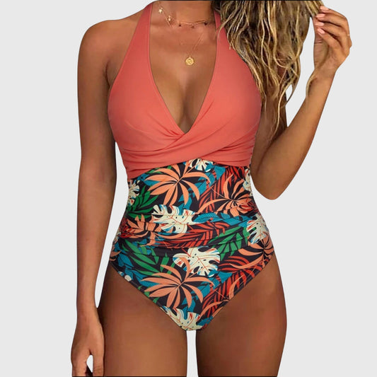 Dames Badpak Set Tropisch Print V-hals Stijlvol - StudioMarella