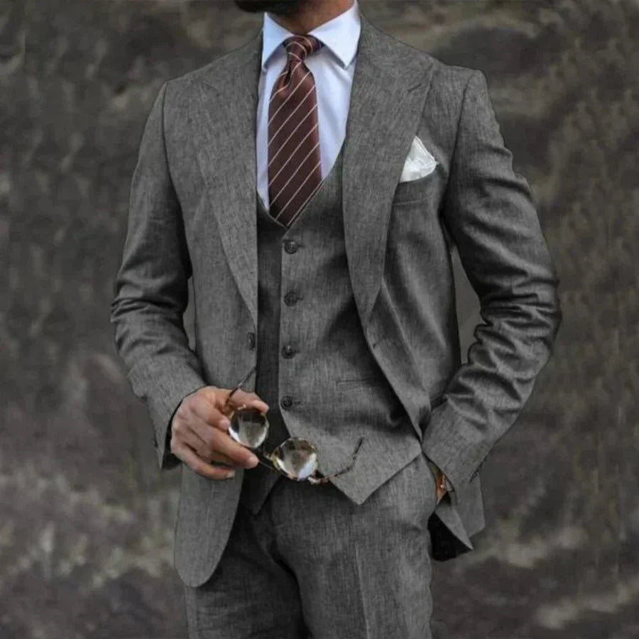 Heren Driedelig Pak Blazer Gilet en Pantalon Maatwerk Stijl