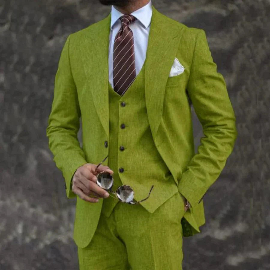 Heren Driedelig Pak Blazer Gilet en Pantalon Maatwerk Stijl