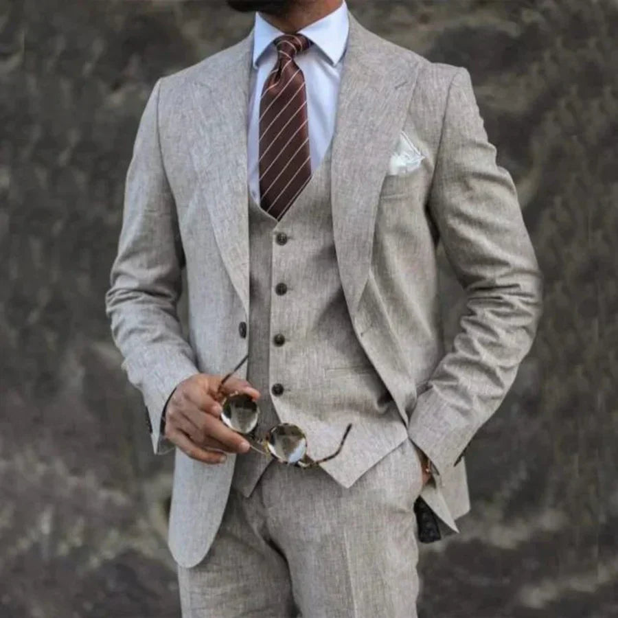 Heren Driedelig Pak Blazer Gilet en Pantalon Maatwerk Stijl