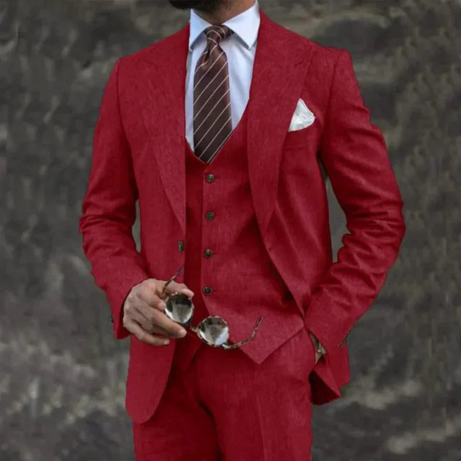 Heren Driedelig Pak Blazer Gilet en Pantalon Maatwerk Stijl