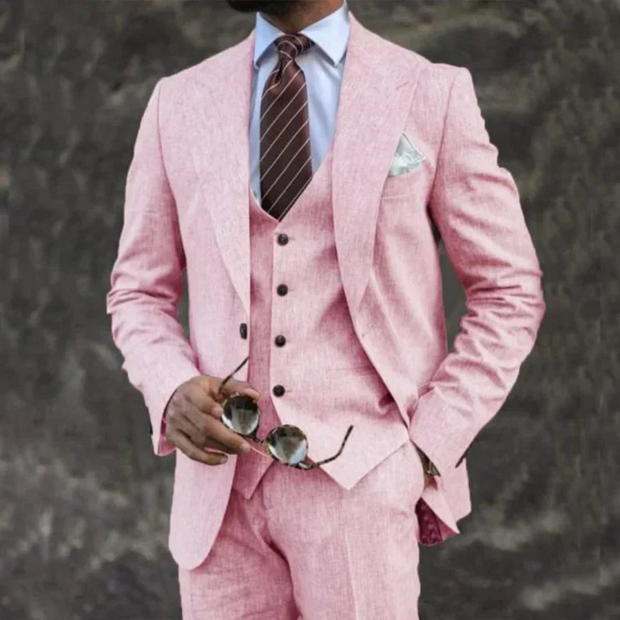 Heren Driedelig Pak Blazer Gilet en Pantalon Maatwerk Stijl