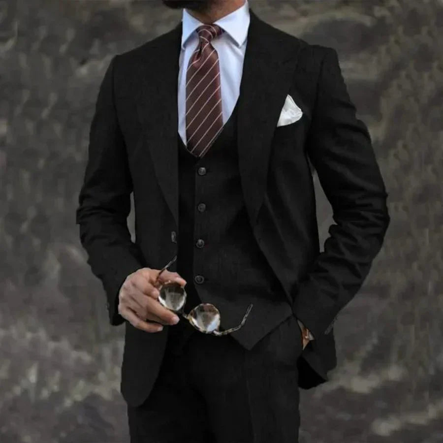 Heren Driedelig Pak Blazer Gilet en Pantalon Maatwerk Stijl