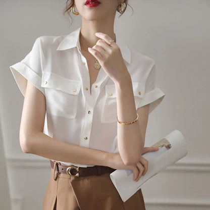 Vrouwelijke Chiffon Blouse Glamour Jurk
