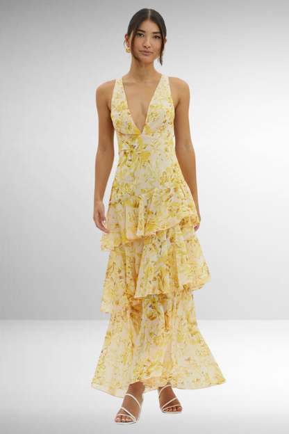 Eileen | Lange Zomerjurk Dames in Turquoise Chiffon 9