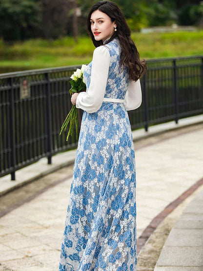 Lange Kant Jurk voor Dames met Mouwen Elegant Avondjurk