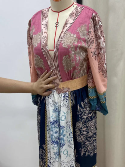 Maxi Jurk Patchwork Elegant Lange Zomerjurk
