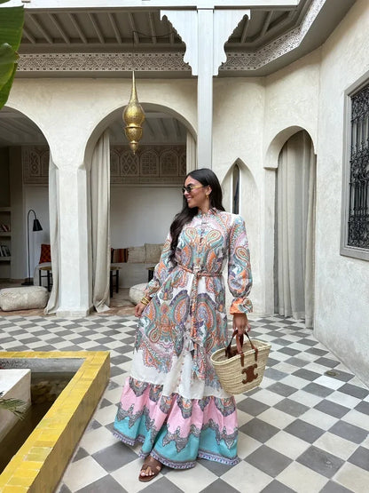 Maxi Jurk Patchwork Elegant Lange Zomerjurk
