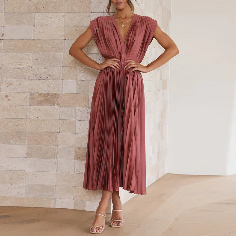 Elegante damesjurk met mouwloze V hals Maxi Gala - Sophie