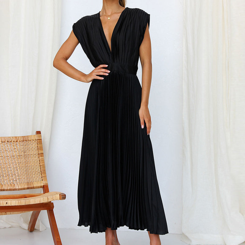 Elegante damesjurk met mouwloze V hals Maxi Gala - Sophie