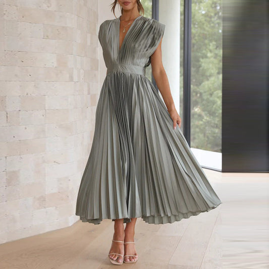 Damesjurk Maxi Elegante Avondjurk Mouwloos V Hals Gala Stijl - StudioMarella