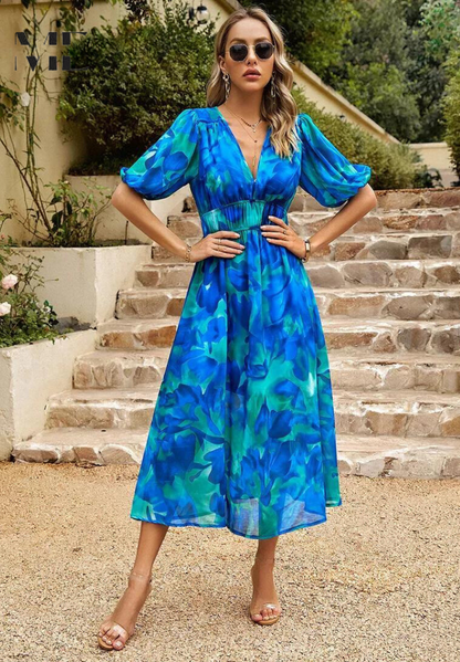 Elegante Gebloemde Midi-Jurk | Dames Jurk voor Speciale Gelegenheden 10