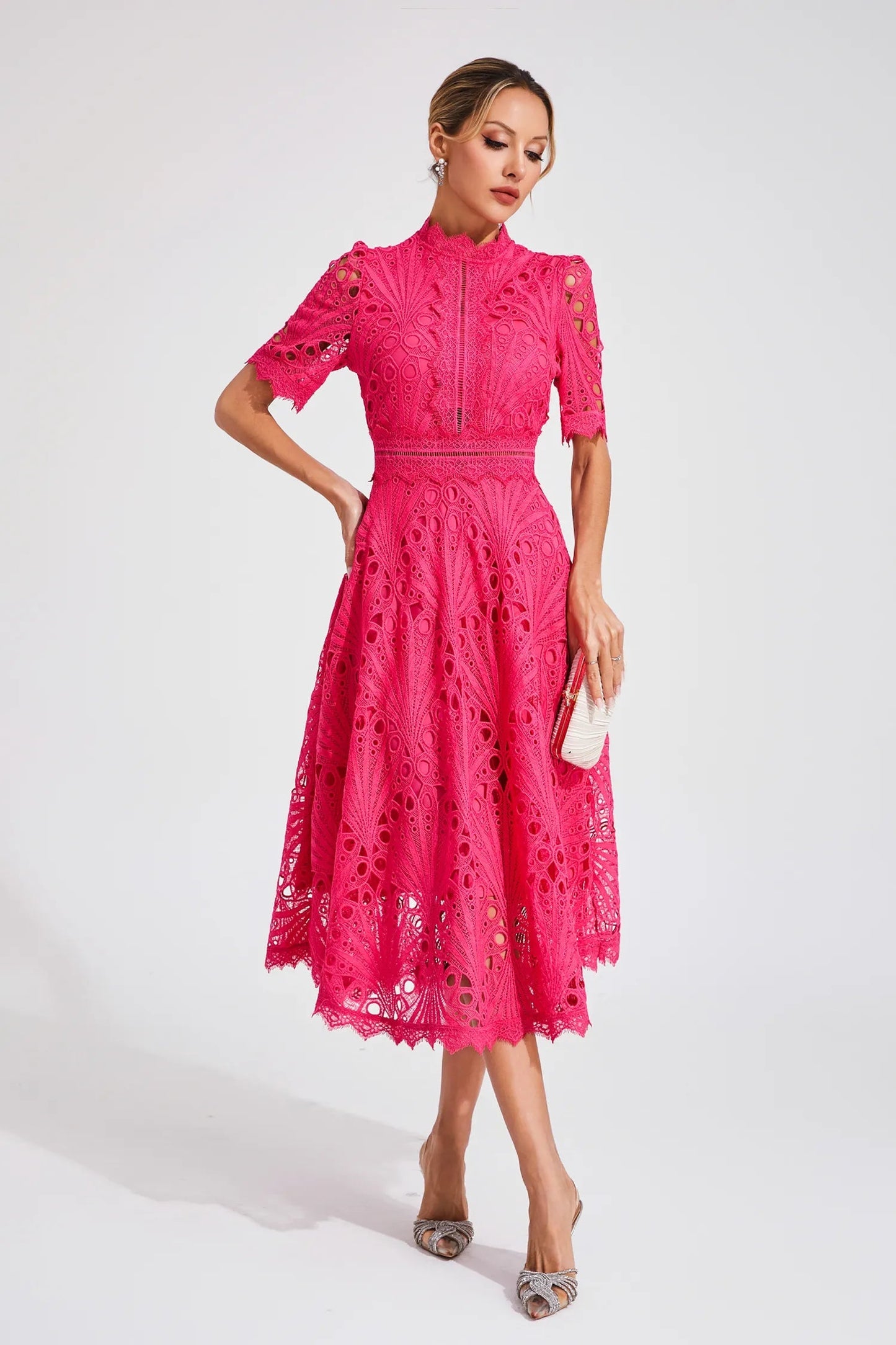 Elegante Kanten Midi-Jurk | Dames Jurken Bruiloft Zomer 3