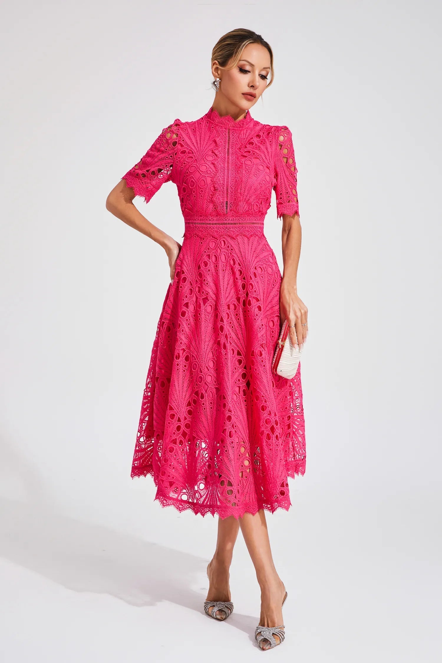 Elegante Kanten Midi-Jurk | Dames Jurken Bruiloft Zomer 3