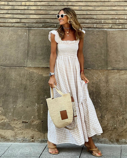 Geruite Maxi Jurk voor Vrouw Zomermodel - StudioMarella