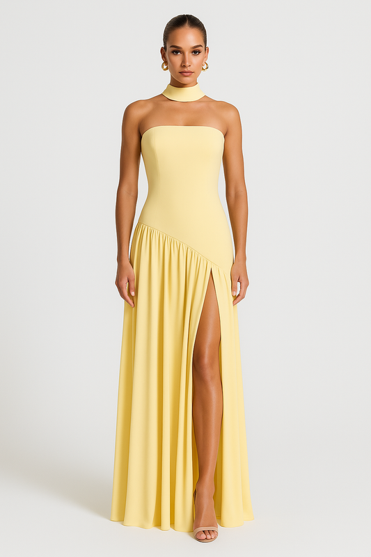 Strapless Jurk met Diepe Split Zomerjurk - StudioMarella