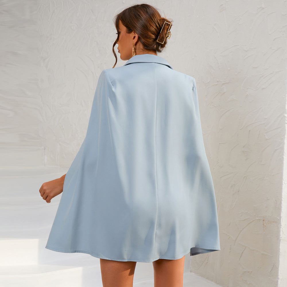 Vrouwen Blazer Jurk Met Cape en Riempje