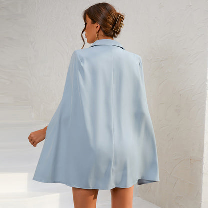 Vrouwen Blazer Jurk Met Cape en Riempje