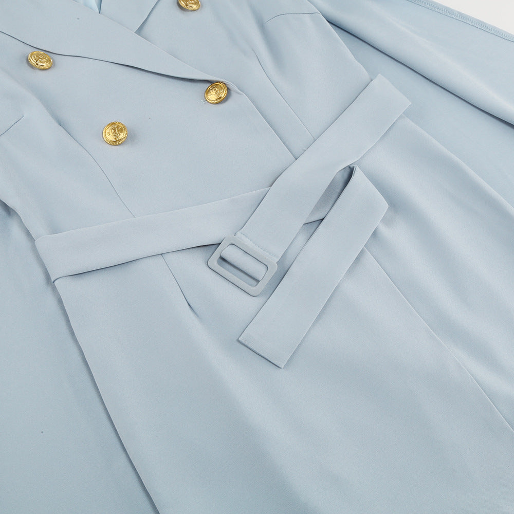 Vrouwen Blazer Jurk Met Cape en Riempje