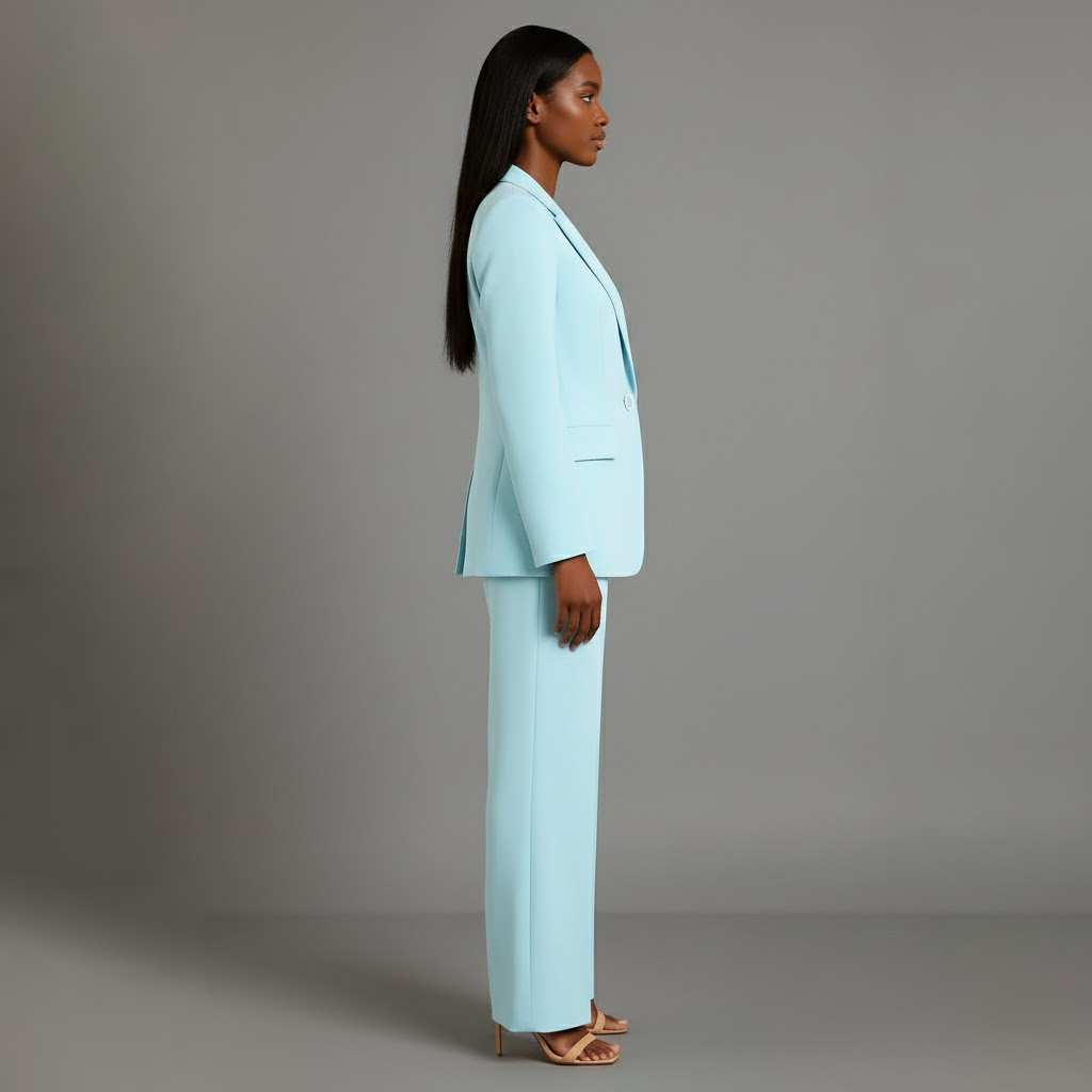 Dames Tweedelig Pakset - Getailleerde Blazer en Wijde Broek