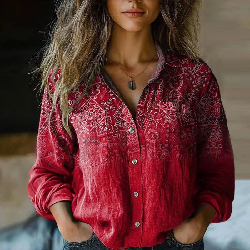 Dames Blouse Vintage Stijl Losse Pasvorm
